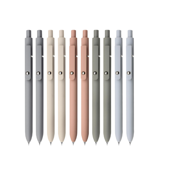 Picture of Gel Pens, 10 Pcs 0.5mm Japanese Black Ink Pens Fine Point Smooth Writing Pens with Silicone Grip, High-End Series Metal Clip Retractable Pens (10 Pcs Morandi)