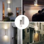 Picture of Stainless Steel Up-Down Motion Sensor Wall Light, PIR Sensor Outdoor Wall Lamp, IP44 Waterproof, GU10 Bulbs Included, for Garden, Pathway & Porch