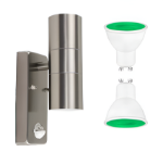 Picture of Stainless Steel Up-Down Motion Sensor Wall Light, PIR Sensor Outdoor Wall Lamp, IP44 Waterproof, GU10 Bulbs Included, for Garden, Pathway & Porch