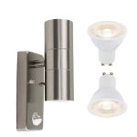 Picture of Stainless Steel Up-Down Motion Sensor Wall Light, PIR Sensor Outdoor Wall Lamp, IP44 Waterproof, GU10 Bulbs Included, for Garden, Pathway & Porch