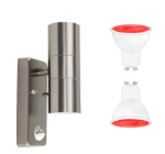 Picture of Stainless Steel Up-Down Motion Sensor Wall Light, PIR Sensor Outdoor Wall Lamp, IP44 Waterproof, GU10 Bulbs Included, for Garden, Pathway & Porch