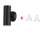 Picture of Modern Black Stainless Steel Up Down Outdoor Wall Light – IP65 Waterproof Twin Light for Gardens, Patios, and Walkways – Uses GU10 Bulbs (Not Included)