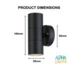 Picture of Modern Black Stainless Steel Up Down Outdoor Wall Light – IP65 Waterproof Twin Light for Gardens, Patios, and Walkways – Uses GU10 Bulbs (Not Included)