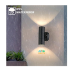 Picture of Modern Black Stainless Steel Up Down Outdoor Wall Light – IP65 Waterproof Twin Light for Gardens, Patios, and Walkways – Uses GU10 Bulbs (Not Included)