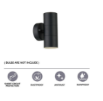 Picture of Modern Black Stainless Steel Up Down Outdoor Wall Light – IP65 Waterproof Twin Light for Gardens, Patios, and Walkways – Uses GU10 Bulbs (Not Included)