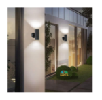 Picture of Modern Black Stainless Steel Up Down Outdoor Wall Light – IP65 Waterproof Twin Light for Gardens, Patios, and Walkways – Uses GU10 Bulbs (Not Included)