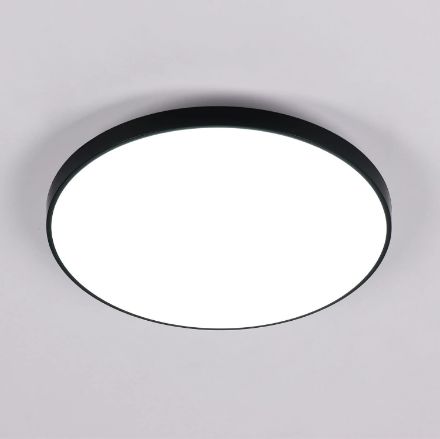 Picture of 18W LED Flush Mount Ceiling Light – 1500LM Bright 4000K Daylight White – Modern Black Round Ceiling Lamp for Bathroom, Living Room, Bedroom & Hallway