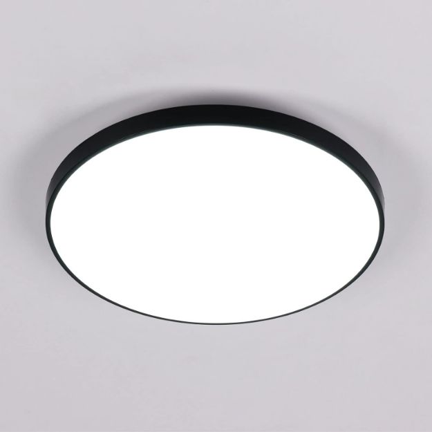Picture of 18W LED Flush Mount Ceiling Light – 1500LM Bright 4000K Daylight White – Modern Black Round Ceiling Lamp for Bathroom, Living Room, Bedroom & Hallway