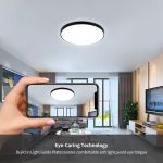 Picture of 18W LED Flush Mount Ceiling Light – 1500LM Bright 4000K Daylight White – Modern Black Round Ceiling Lamp for Bathroom, Living Room, Bedroom & Hallway