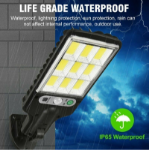 Picture of 2200W LED Solar Wall Light with PIR Motion Sensor & Remote Control - IP65 Waterproof Outdoor Lighting, 3 Modes for Garden, Driveway, and Security