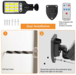 Picture of 2200W LED Solar Wall Light with PIR Motion Sensor & Remote Control - IP65 Waterproof Outdoor Lighting, 3 Modes for Garden, Driveway, and Security