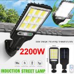 Picture of 2200W LED Solar Wall Light with PIR Motion Sensor & Remote Control - IP65 Waterproof Outdoor Lighting, 3 Modes for Garden, Driveway, and Security