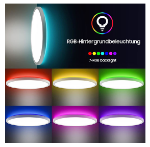 Picture of LED Ceiling Light Dimmable, 24W 3200LM, RGB Color Changing Flush Ceiling Lamp with Remote Control, Adjustable Brightness & Color Temperature for Bedroom, Living Room, Kitchen