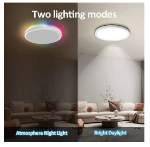 Picture of LED Ceiling Light Dimmable, 24W 3200LM, RGB Color Changing Flush Ceiling Lamp with Remote Control, Adjustable Brightness & Color Temperature for Bedroom, Living Room, Kitchen