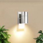 Picture of Modern Stainless Steel Outdoor Wall Light with PIR Motion Sensor, IP44 Waterproof, Includes 7W LED GU10 Bulb, Ideal for Gardens, Patios & Driveways