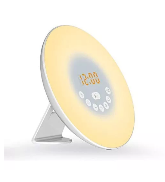 Picture of Sunrise Wake-Up Alarm Clock with Sunset Simulation – Dual Alarms, LED Bedside Night Light, USB Charging, Touch Control, Adjustable Brightness & Natural Sounds