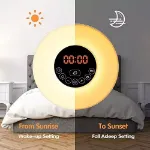 Picture of Sunrise Wake-Up Alarm Clock with Sunset Simulation – Dual Alarms, LED Bedside Night Light, USB Charging, Touch Control, Adjustable Brightness & Natural Sounds
