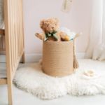 Picture of Macrame Woven Storage Basket with Tassel – Decorative Jute & Cotton Rope Basket with Handles – Boho Organizer for Plants, Blankets, Toys & Home Decor – Small & Medium Sizes Available