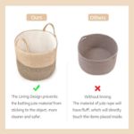 Picture of Macrame Woven Storage Basket with Tassel – Decorative Jute & Cotton Rope Basket with Handles – Boho Organizer for Plants, Blankets, Toys & Home Decor – Small & Medium Sizes Available