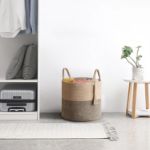 Picture of Macrame Woven Storage Basket with Tassel – Decorative Jute & Cotton Rope Basket with Handles – Boho Organizer for Plants, Blankets, Toys & Home Decor – Small & Medium Sizes Available