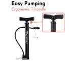 Picture of Portable Bike Floor Pump - 120PSI Auto-Switch Presta/Schrader Valve, Mini Bicycle Pump with Ball Needle & Ultra-Light Design