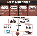 Picture of Portable Bike Floor Pump - 120PSI Auto-Switch Presta/Schrader Valve, Mini Bicycle Pump with Ball Needle & Ultra-Light Design