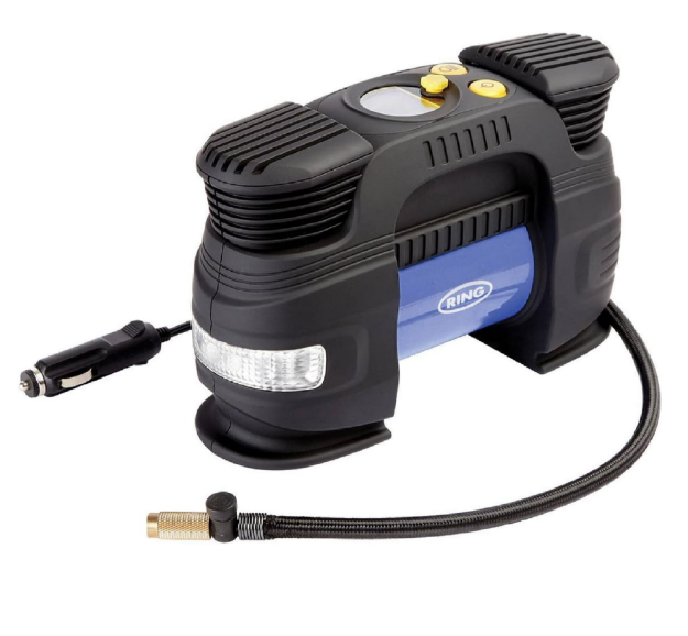 Picture of Ring RAC820 Heavy-Duty 12V Tyre Inflator – 180W Portable Air Compressor for Cars, 4x4, Caravans & Bikes – Fast Inflation, Auto Stop, Digital Gauge, LED Light & Storage Case 