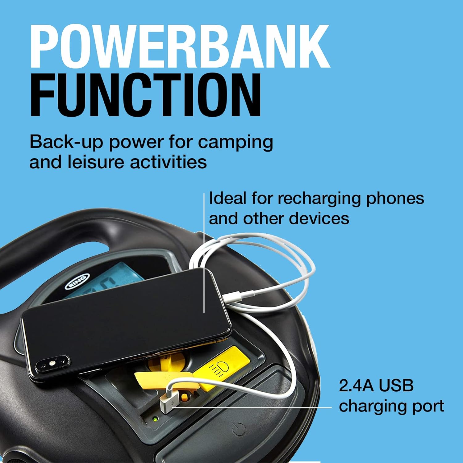 Ring RAC820 12V Heavy-Duty Tyre Inflator – 180W Fast Air Compressor for ...