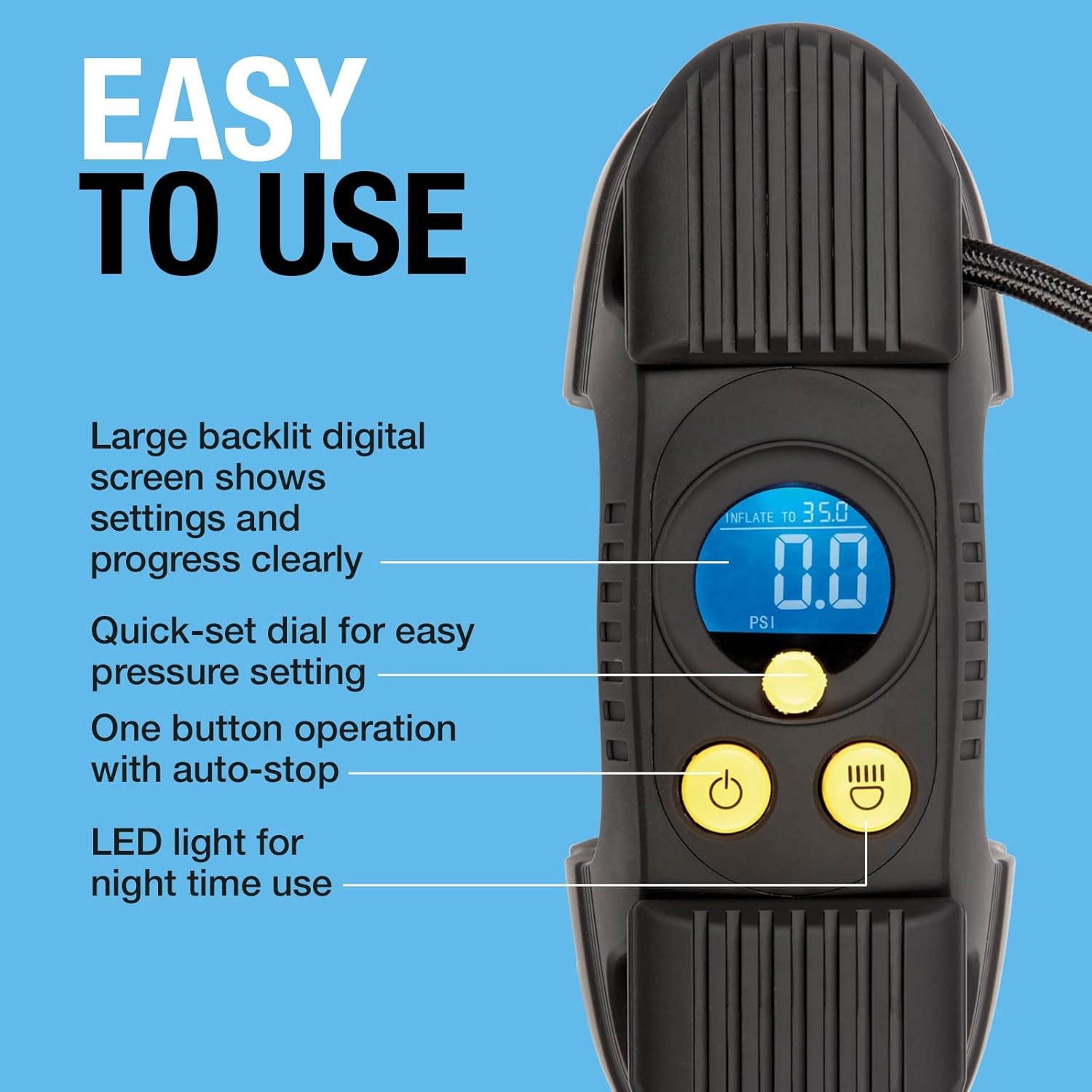 Ring RAC820 12V Heavy-Duty Tyre Inflator – 180W Fast Air Compressor for ...