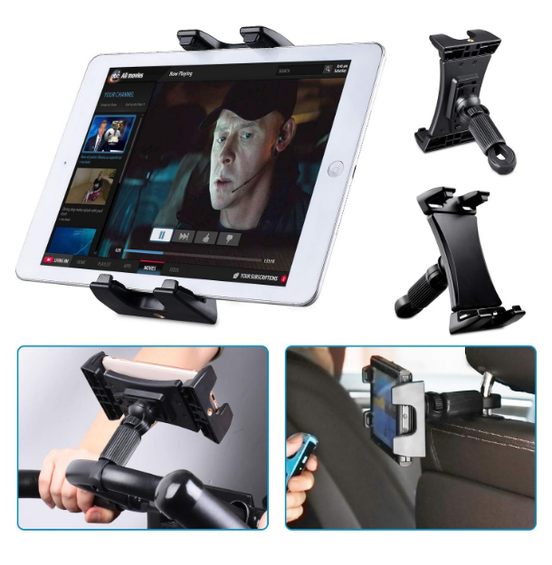 Picture of 360° Adjustable Tablet Holder for Exercise Bike – Universal iPad & Phone Mount for Gym, Treadmill, Car Headrest & Mic Stand | Fits 4.7-12.9” iPad Pro/Air/Mini, Samsung Galaxy Tab, iPhone 