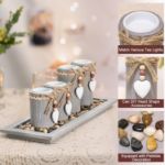 Picture of  Rustic Tealight Holders for Home Decor, Table Centerpiece, Living Room, Bedroom, Wedding, Christmas Gift