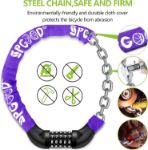Picture of Heavy Duty Bike Lock Chain, 5-Digit Resettable Code, 830mm Anti-Theft Security Lock – Purple