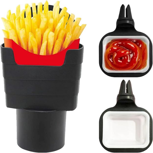 Picture of 2 Pcs Car Sauce Holder with Fry Cup – Universal Dip Clip for Car Interior Accessories