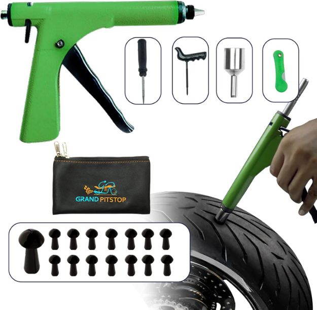 Picture of 21 Pcs Tubeless Tire Repair Kit with Mushroom Plugs – Universal Puncture Repair Tool for Cars, Motorcycles, Trucks, and ATVs