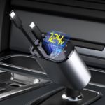 Picture of 4-in-1 Retractable Car Phone Charger | Fast Charging Adapter with Dual USB Ports & Cables | Compatible with iPhone 16/15/14, Galaxy S25/S24, Pixel, iPad