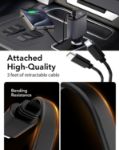 Picture of 4-in-1 Retractable Car Phone Charger | Fast Charging Adapter with Dual USB Ports & Cables | Compatible with iPhone 16/15/14, Galaxy S25/S24, Pixel, iPad