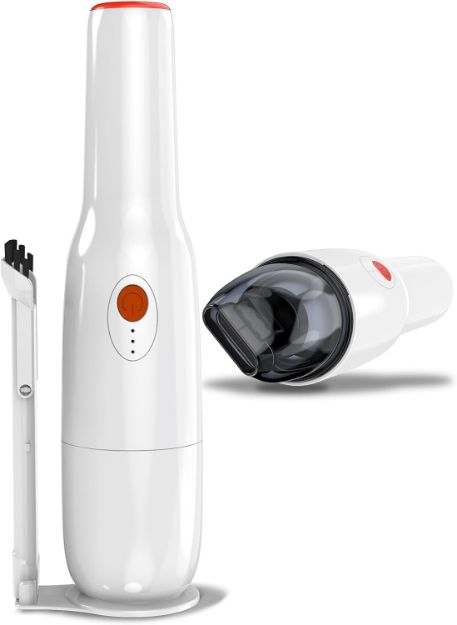 Picture of Handheld Car Vacuum Cleaner – Cordless, Powerful & Portable Mini Car Vac | USB Rechargeable Cleaning Tool for Car & Home (Pearl White)
