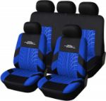 Picture of Car Seat Covers Full Set 9PCS – Universal Fit, Tire Track Design, Blue Car Seat Protectors