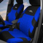Picture of Car Seat Covers Full Set 9PCS – Universal Fit, Tire Track Design, Blue Car Seat Protectors