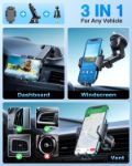 Picture of 2025 VANMASS Car Phone Holder – Universal Suction & Clip Mount for Dashboard, Windscreen & Vent | Military-Grade Mobile Cradle for iPhone & Samsung