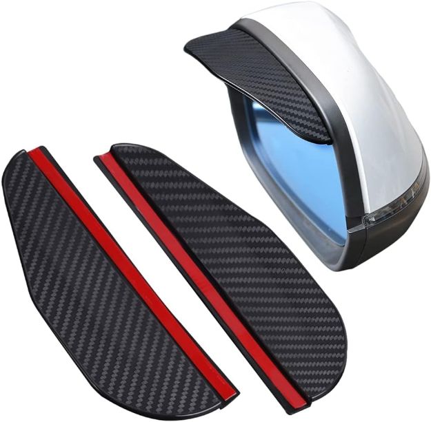 Picture of Car Side Mirror Rain Guard Eyebrow – 1 Pair Carbon Fiber Look for SUV & Truck