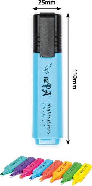 Picture of 8 Chisel Tipped Highlighters – Non-Toxic, Easy Grip, Long-Lasting Ink for School and Work, Safe for Kids