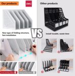 Picture of Deli A4 File Holder Folding Bookshelf | Desk Organizer with 4 Compartments | Magazine File Holder for Office Organization | 1 Year Warranty