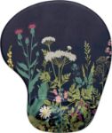 Picture of Ergonomic Gel Mouse Pad with Wrist Rest – Memory Foam Non-Slip Base, Black Flower Design