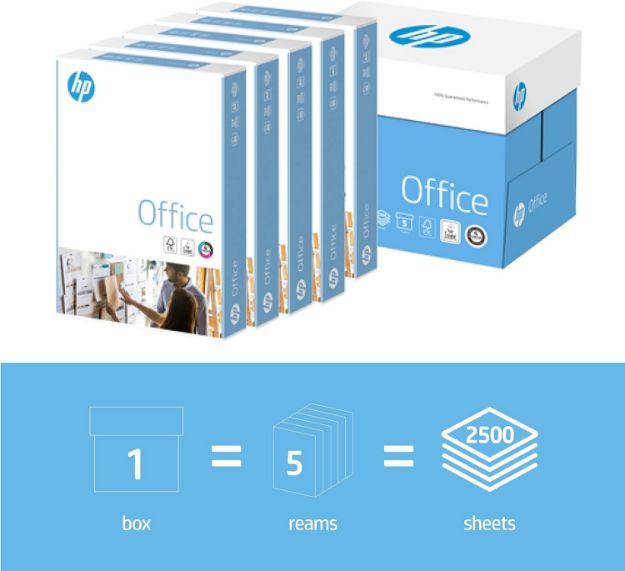 Picture of HP Office A4 80gsm White Copier Paper | 1 Box with 5 Reams of 500 Sheets