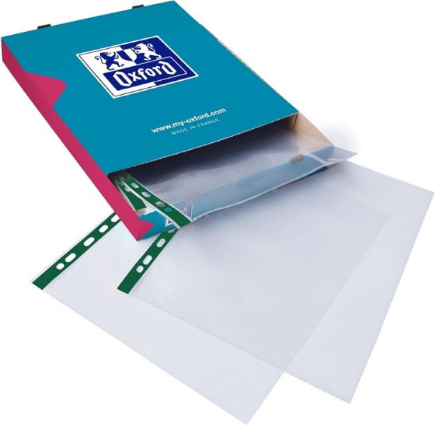 Picture of Heavy Duty A4 Punched Poly Pockets – Box of 100 Clear Plastic Wallets, Extra Strong