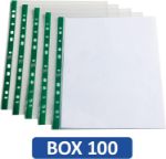 Picture of Heavy Duty A4 Punched Poly Pockets – Box of 100 Clear Plastic Wallets, Extra Strong