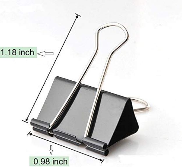 Picture of 43 Pcs Black Metal Binder Clips 25mm | Foldback Paper Clamps for Office, Home & School Use