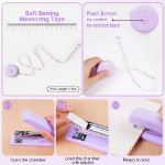 Picture of Desk Accessories Set – Complete Office Supplies Kit with Stapler, Tape Dispenser, Clips, Sticky Notes & More – Ideal for Students & Coworkers (Purple)