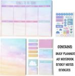 Picture of Pastel Daily Planner Set – 56 Sheet Weekly Planner, A5 Notebook, Sticky Notes & Planner Stickers